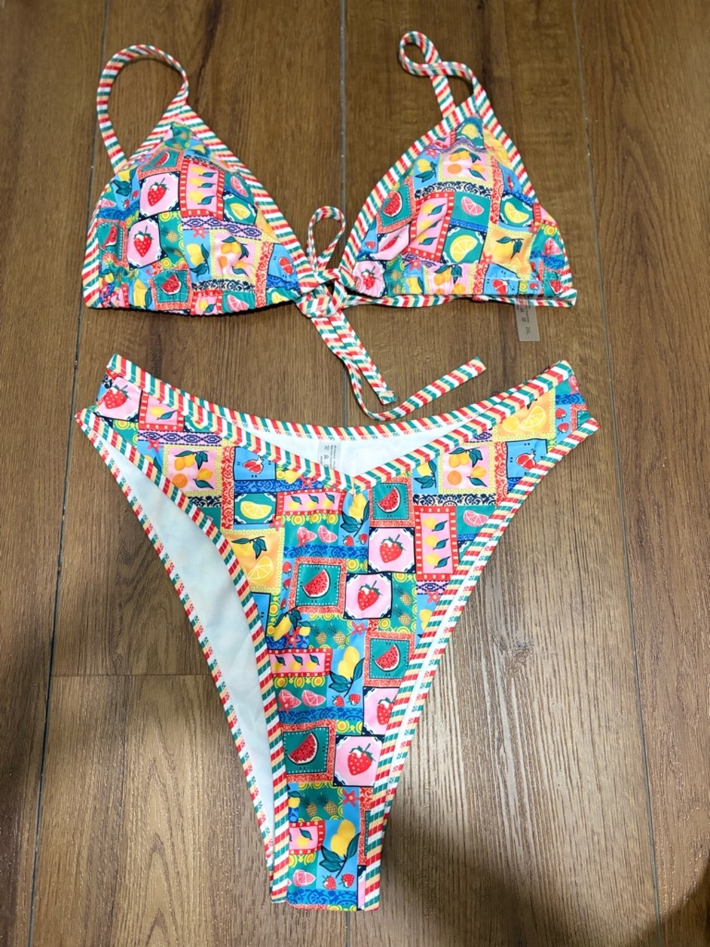 Colorful Fruit Print Bikini Set 2XL